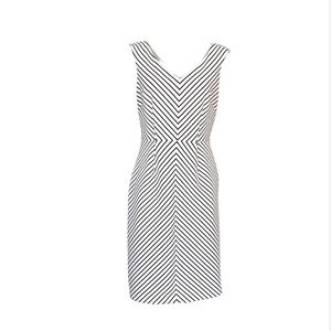 Adrianna Papell White and Black striped Sleeveless Dress